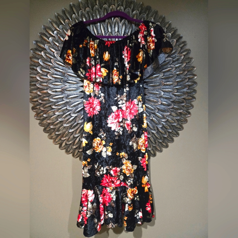 LuLaRoe Velvet Floral Black Dress